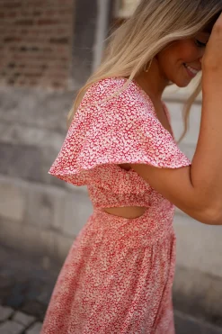 Robes-EASY-CLOTHES Robe Constance - rose à fleursEasy Clothes Rose à fleurs