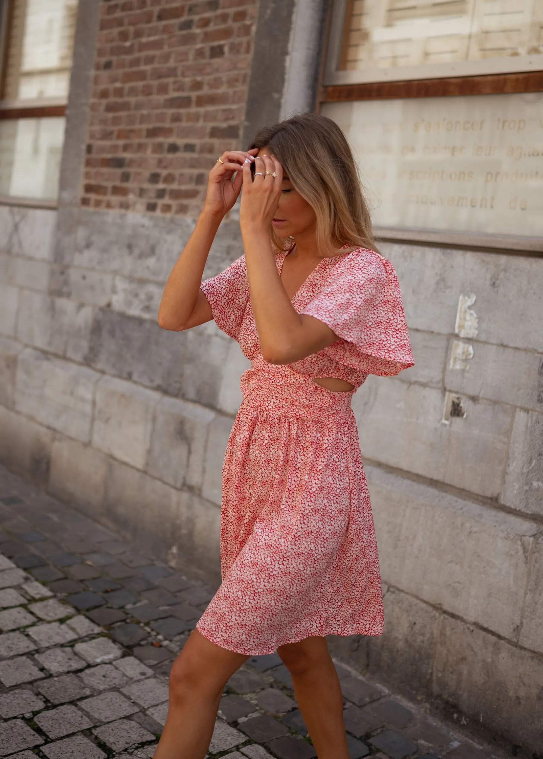 Robes-EASY-CLOTHES Robe Constance - rose à fleursEasy Clothes Rose à fleurs
