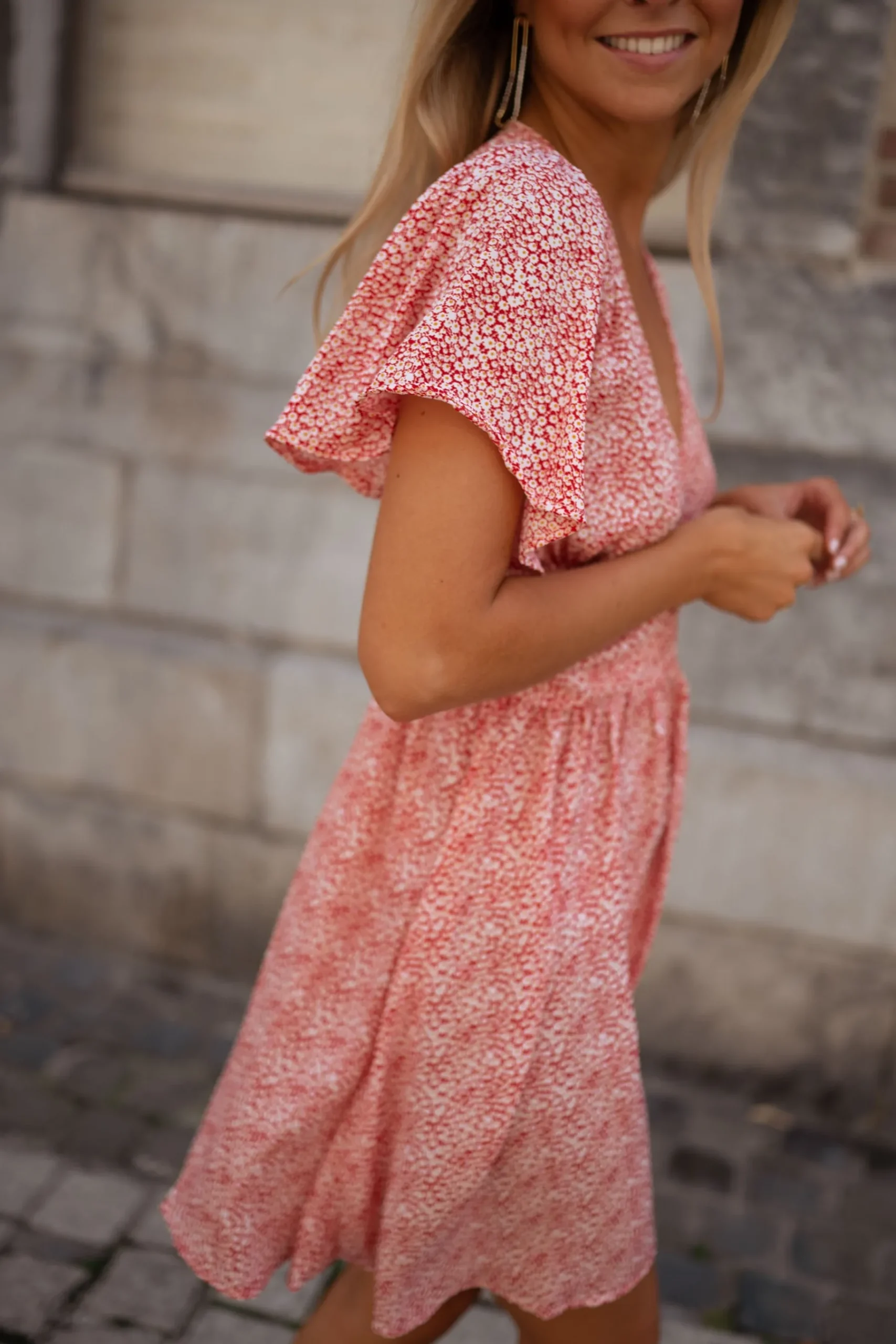 Robes-EASY-CLOTHES Robe Constance - rose à fleursEasy Clothes Rose à fleurs