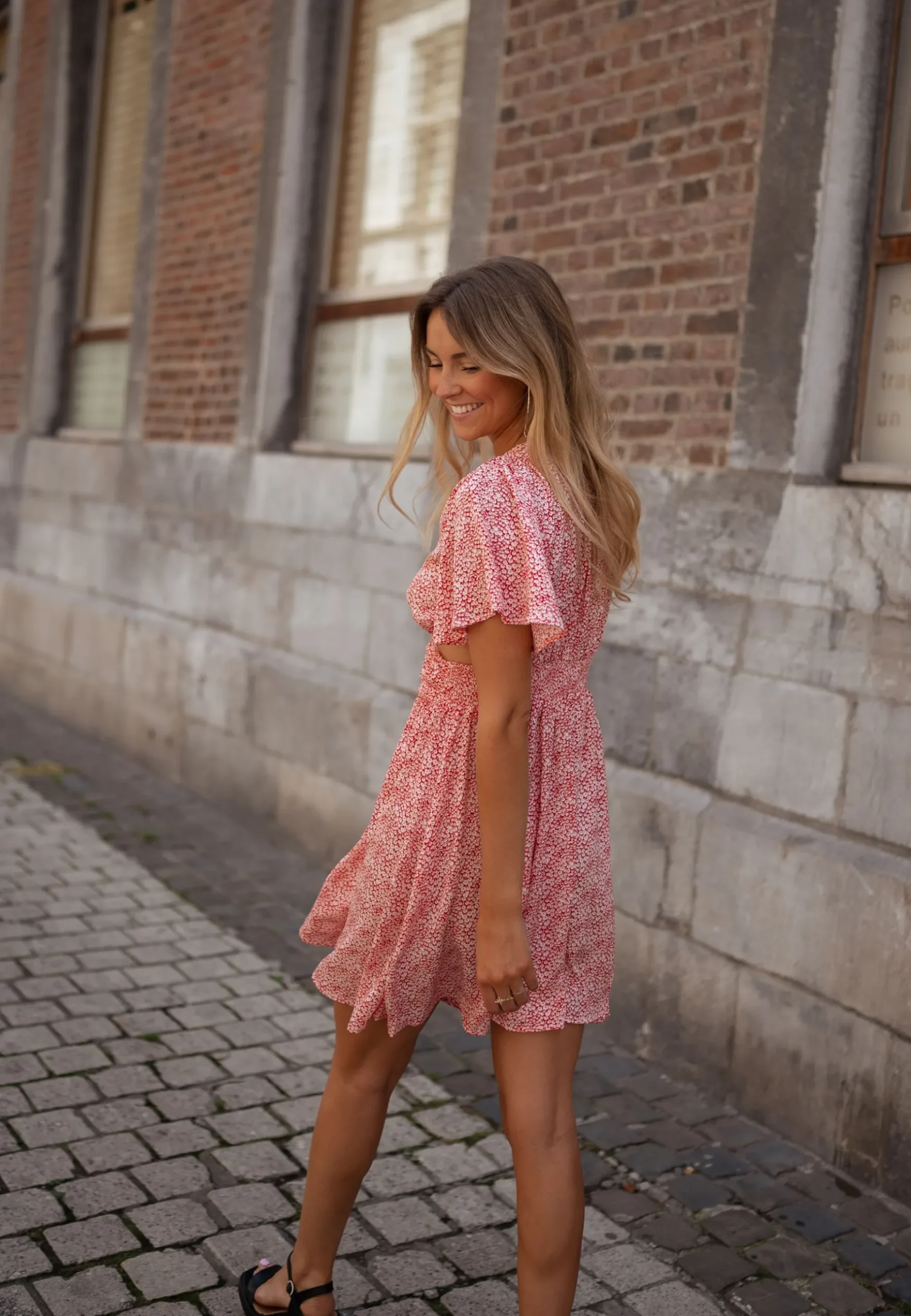 Robes-EASY-CLOTHES Robe Constance - rose à fleursEasy Clothes Rose à fleurs