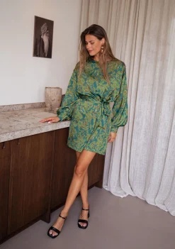 Robes-EASY-CLOTHES Robe Dalmi CREATION - kaki à motifsEasy Clothes Kaki à motifs