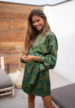 Robes-EASY-CLOTHES Robe Dalmi CREATION - kaki à motifsEasy Clothes Kaki à motifs