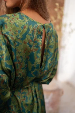 Robes-EASY-CLOTHES Robe Dalmi CREATION - kaki à motifsEasy Clothes Kaki à motifs