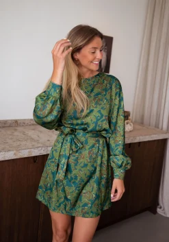 Robes-EASY-CLOTHES Robe Dalmi CREATION - kaki à motifsEasy Clothes Kaki à motifs