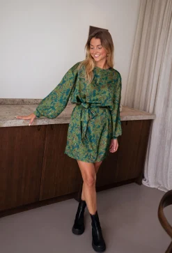 Robes-EASY-CLOTHES Robe Dalmi CREATION - kaki à motifsEasy Clothes Kaki à motifs