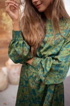 Robes-EASY-CLOTHES Robe Dalmi CREATION - kaki à motifsEasy Clothes Kaki à motifs