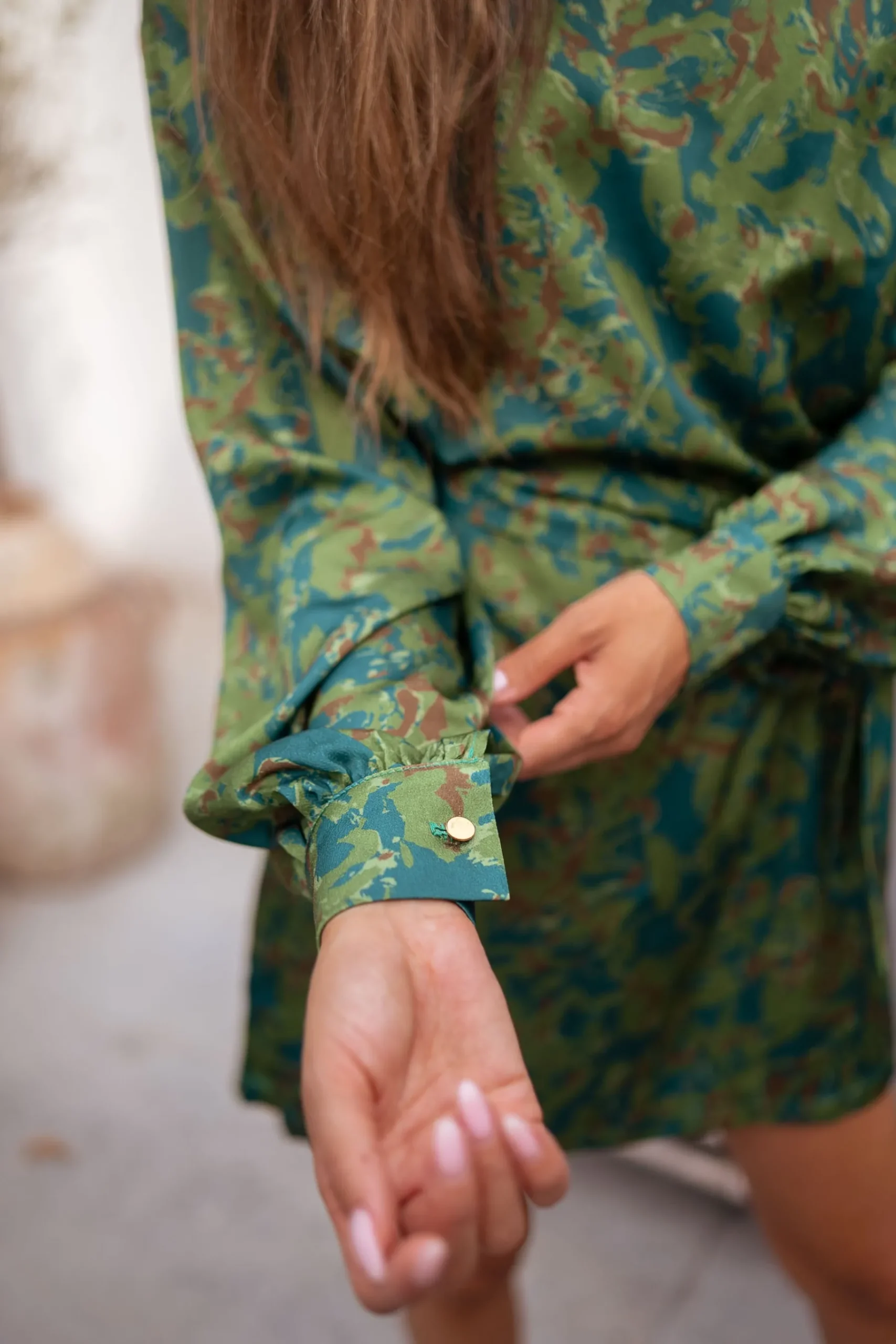 Robes-EASY-CLOTHES Robe Dalmi CREATION - kaki à motifsEasy Clothes Kaki à motifs