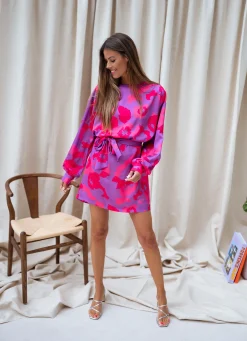 Robes-EASY-CLOTHES Robe Dalmi CREATION - rose à fleursEasy Clothes Rose à fleurs