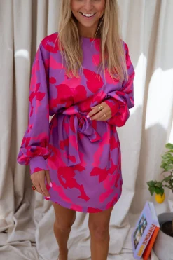 Robes-EASY-CLOTHES Robe Dalmi CREATION - rose à fleursEasy Clothes Rose à fleurs       