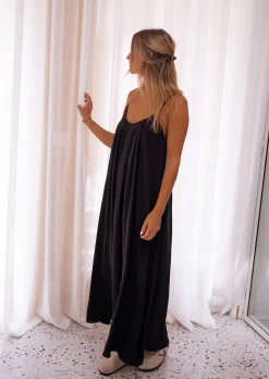Robes-EASY-CLOTHES Robe Daphné Noire - Ample - Dos OuvertEasy Clothes Noire       