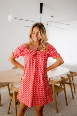 Robes-EASY-CLOTHES Robe Davina - rouge à broderieEasy Clothes Rouge à broderie