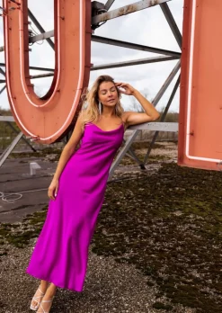 Robes-EASY-CLOTHES Robe Delly violet | Robe longue de soirée | Prêt-à-porter en ligne | Easy Clothes Violet