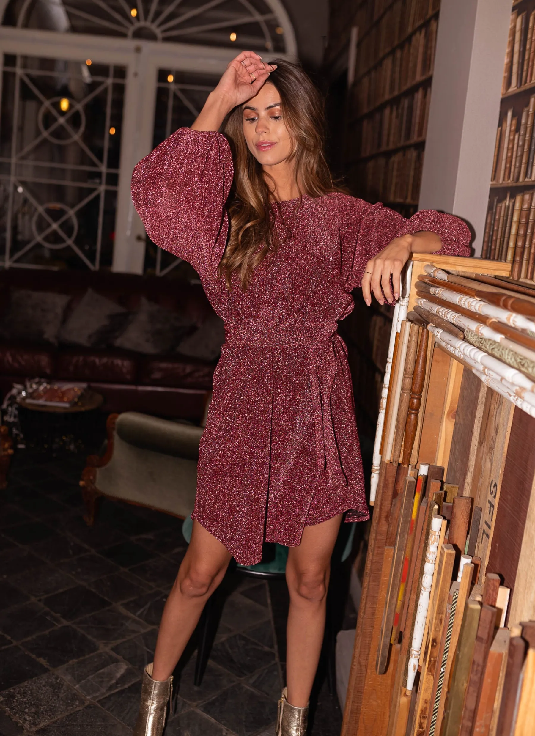 Robes-EASY-CLOTHES Robe Dita CREATION - rose à paillettesEasy Clothes Rose à paillettes