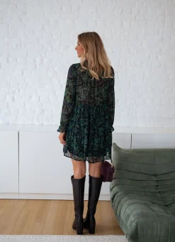Robes-EASY-CLOTHES Robe Edith - verte et bleue à fleursEasy Clothes Verte et bleue à fleurs       