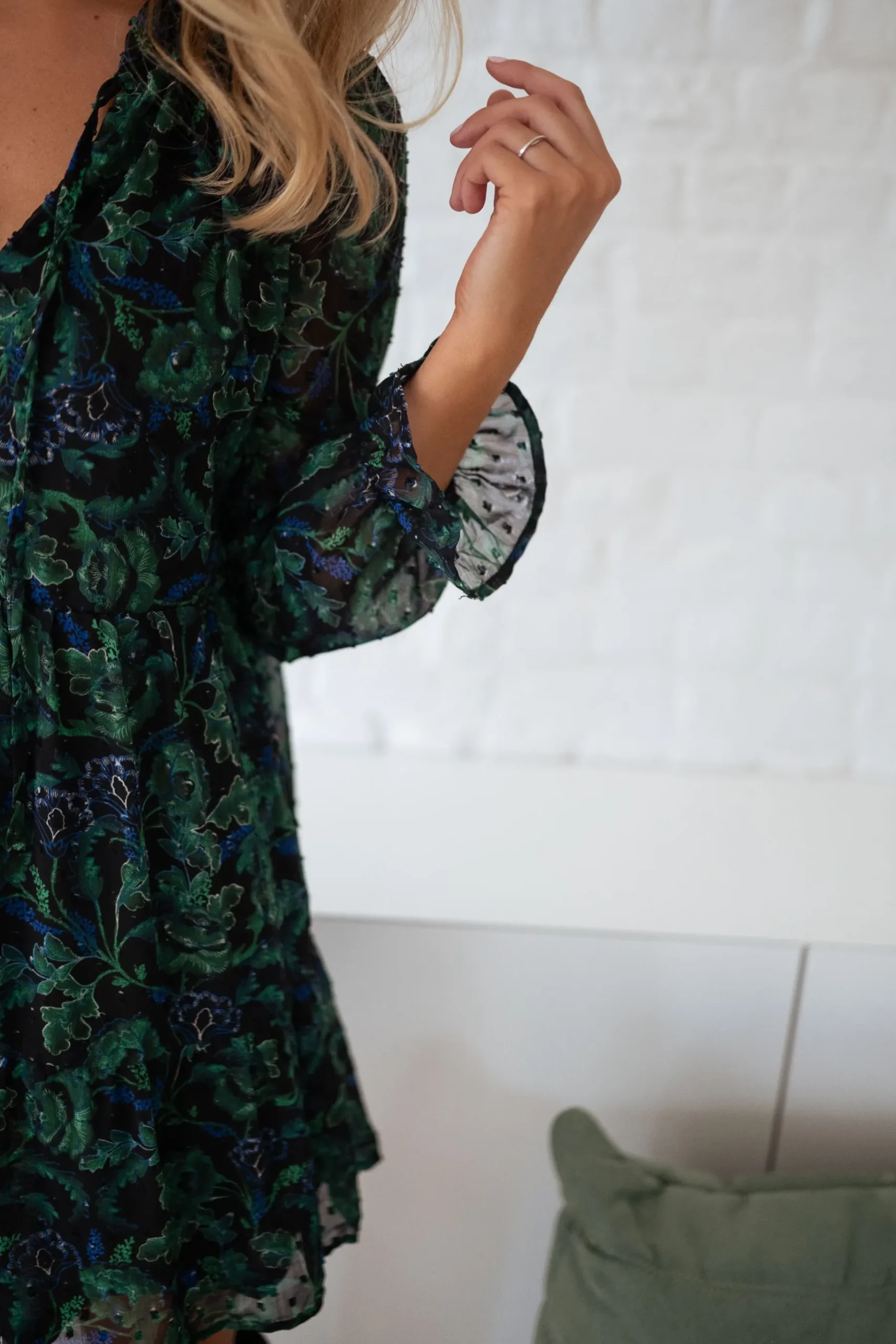 Robes-EASY-CLOTHES Robe Edith - verte et bleue à fleursEasy Clothes Verte et bleue à fleurs