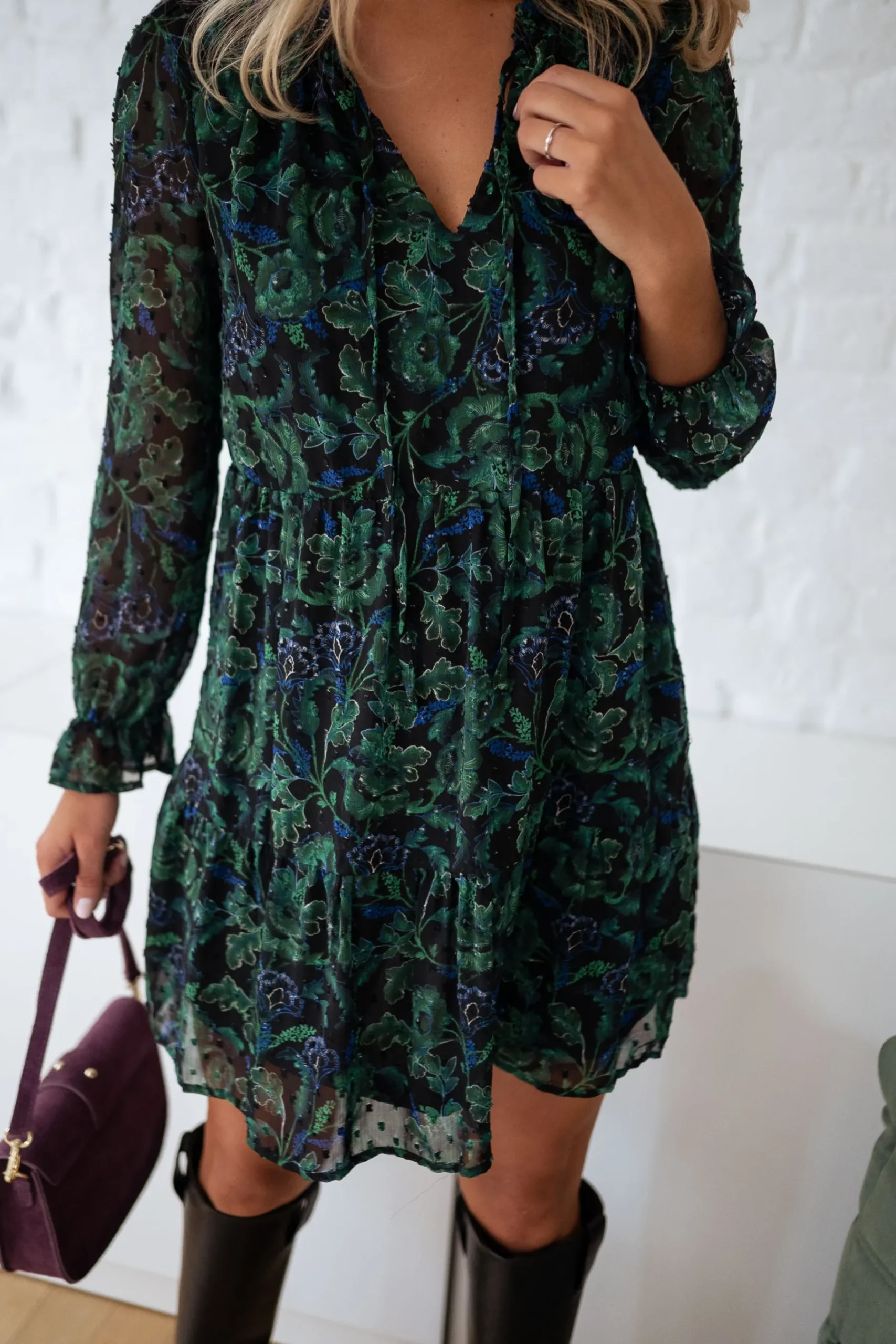 Robes-EASY-CLOTHES Robe Edith - verte et bleue à fleursEasy Clothes Verte et bleue à fleurs