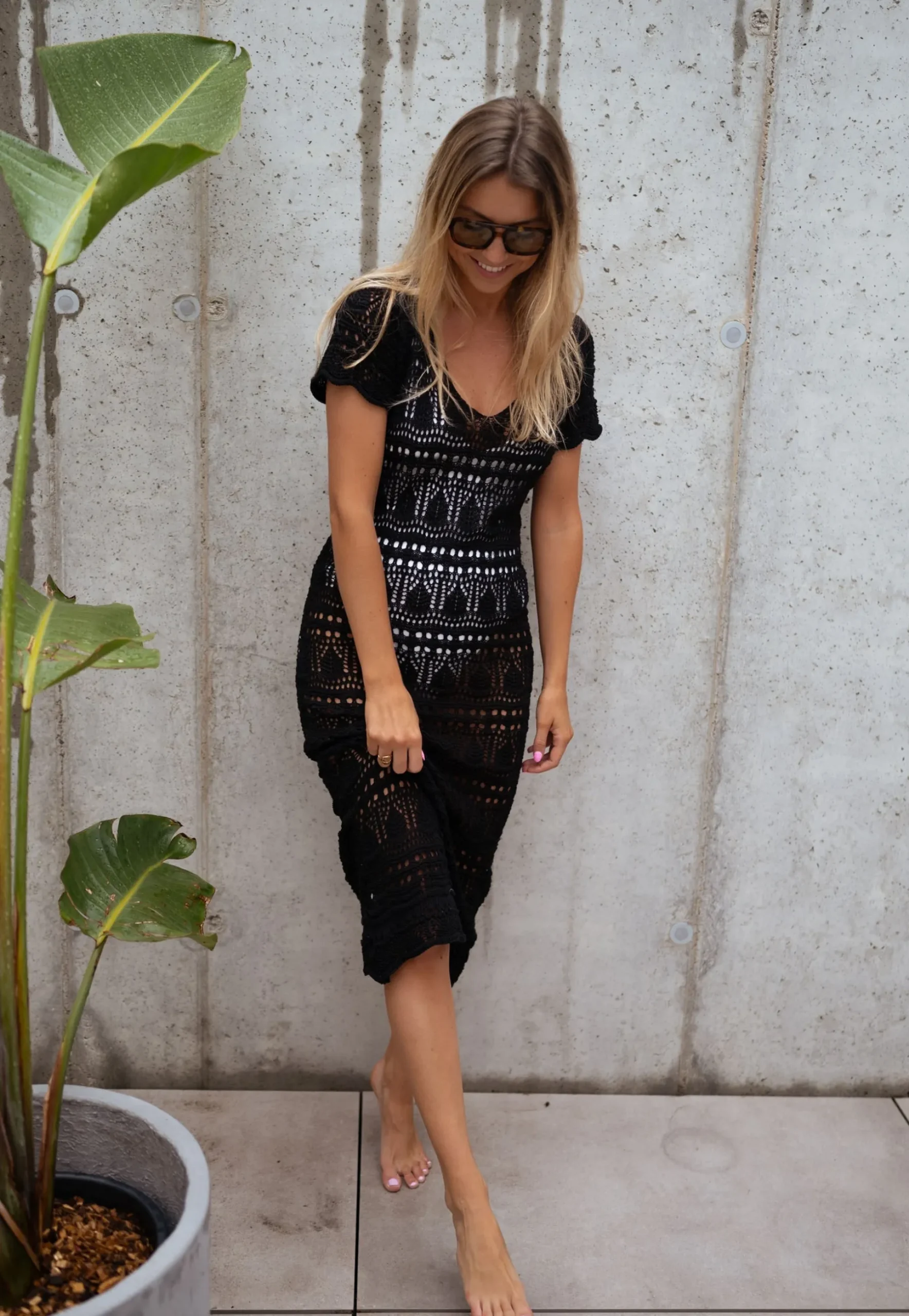Robes-EASY-CLOTHES Robe Estelle - noire en crochetEasy Clothes Noire en crochet