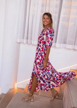 Robes-EASY-CLOTHES Robe Eugenia à fleurs | Robe coupe classique fleurie | Prêt-à-porter en ligne | Easy Clothes       