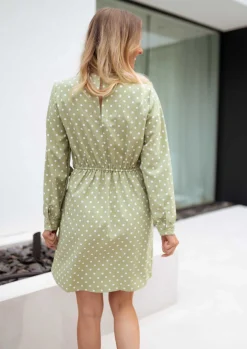 Robes-EASY-CLOTHES Robe Flavie - verte à poisEasy Clothes Verte à pois       