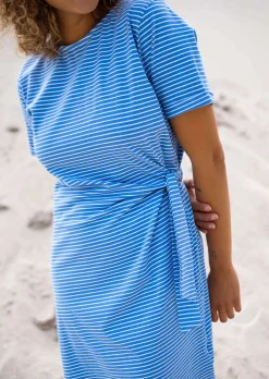 Robes-EASY-CLOTHES Robe Floriane Lignée - Bleue & Blanche - StretchEasy Clothes À lignes       