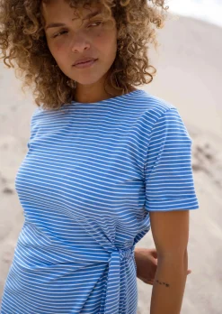 Robes-EASY-CLOTHES Robe Floriane Lignée - Bleue & Blanche - StretchEasy Clothes À lignes