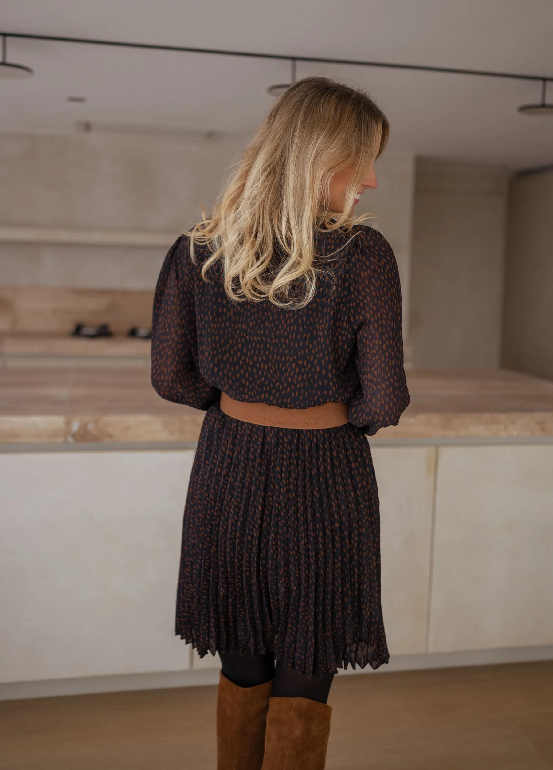 Robes-EASY-CLOTHES Robe Gaelle - bleue et bruneEasy Clothes Bleue et brune