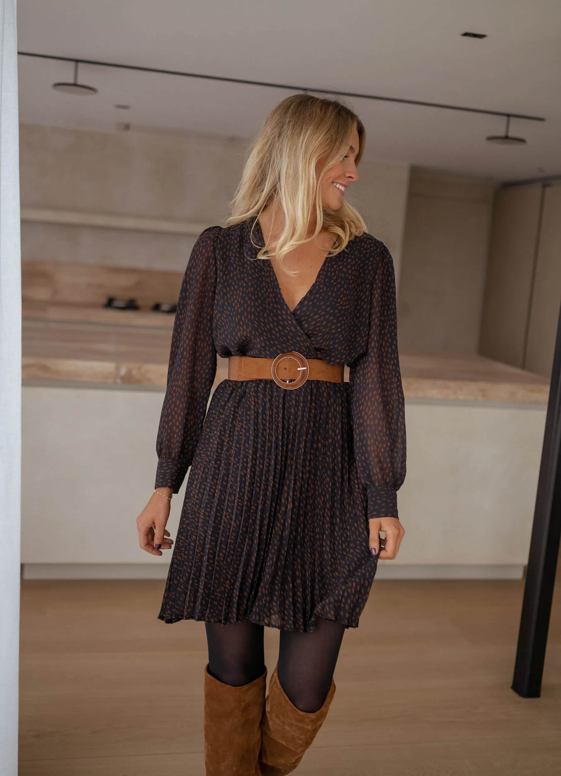 Robes-EASY-CLOTHES Robe Gaelle - bleue et bruneEasy Clothes Bleue et brune