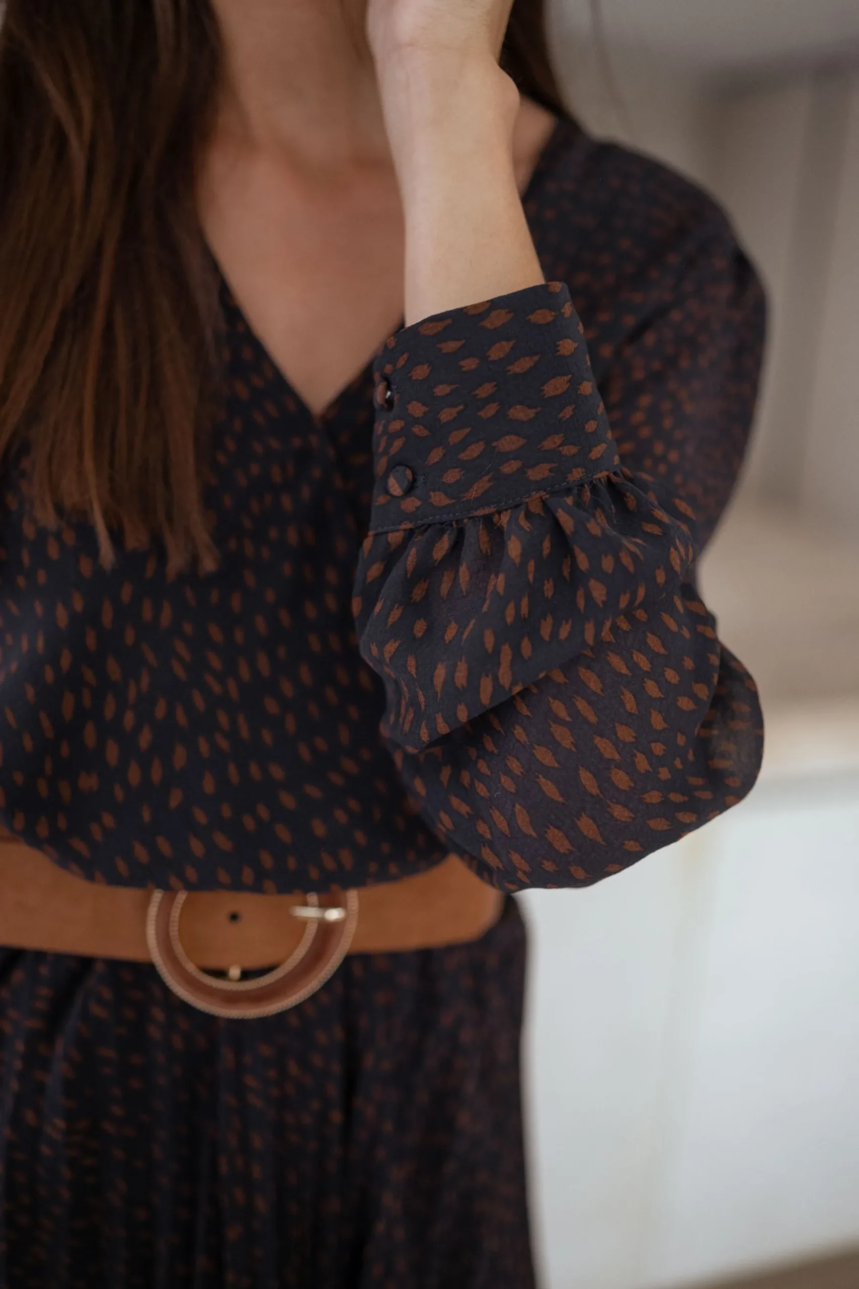 Robes-EASY-CLOTHES Robe Gaelle - bleue et bruneEasy Clothes Bleue et brune