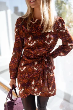 Robes-EASY-CLOTHES Robe Giulia - brune à motifsEasy Clothes Brune à motifs