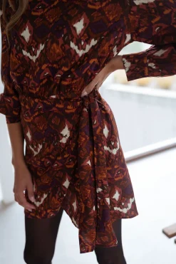 Robes-EASY-CLOTHES Robe Giulia - brune à motifsEasy Clothes Brune à motifs