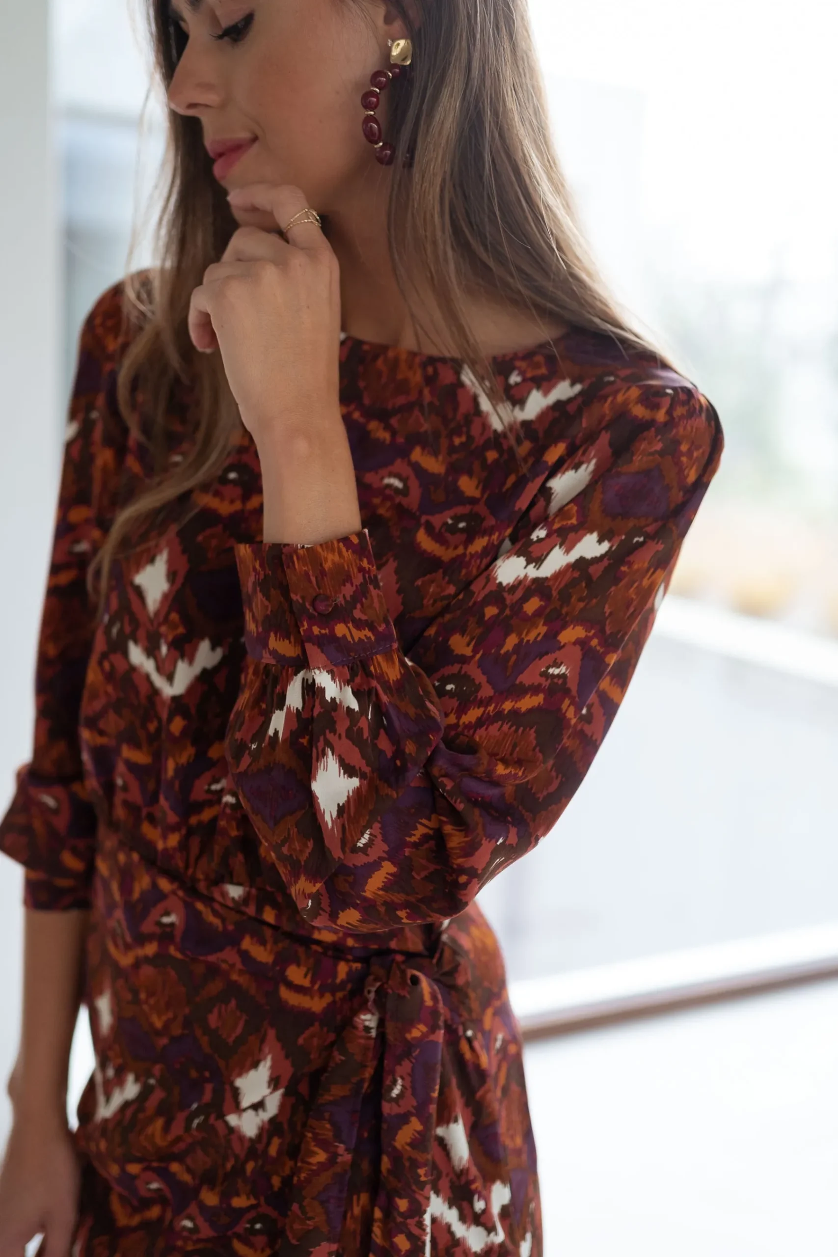 Robes-EASY-CLOTHES Robe Giulia - brune à motifsEasy Clothes Brune à motifs