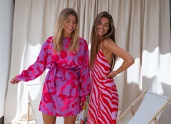 Robes-EASY-CLOTHES Robe Joyce CREATION - mauve et rougeEasy Clothes Mauve et rouge