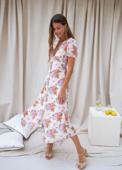 Robes-EASY-CLOTHES Robe Kety - beige à motifsEasy Clothes Beige à motifs