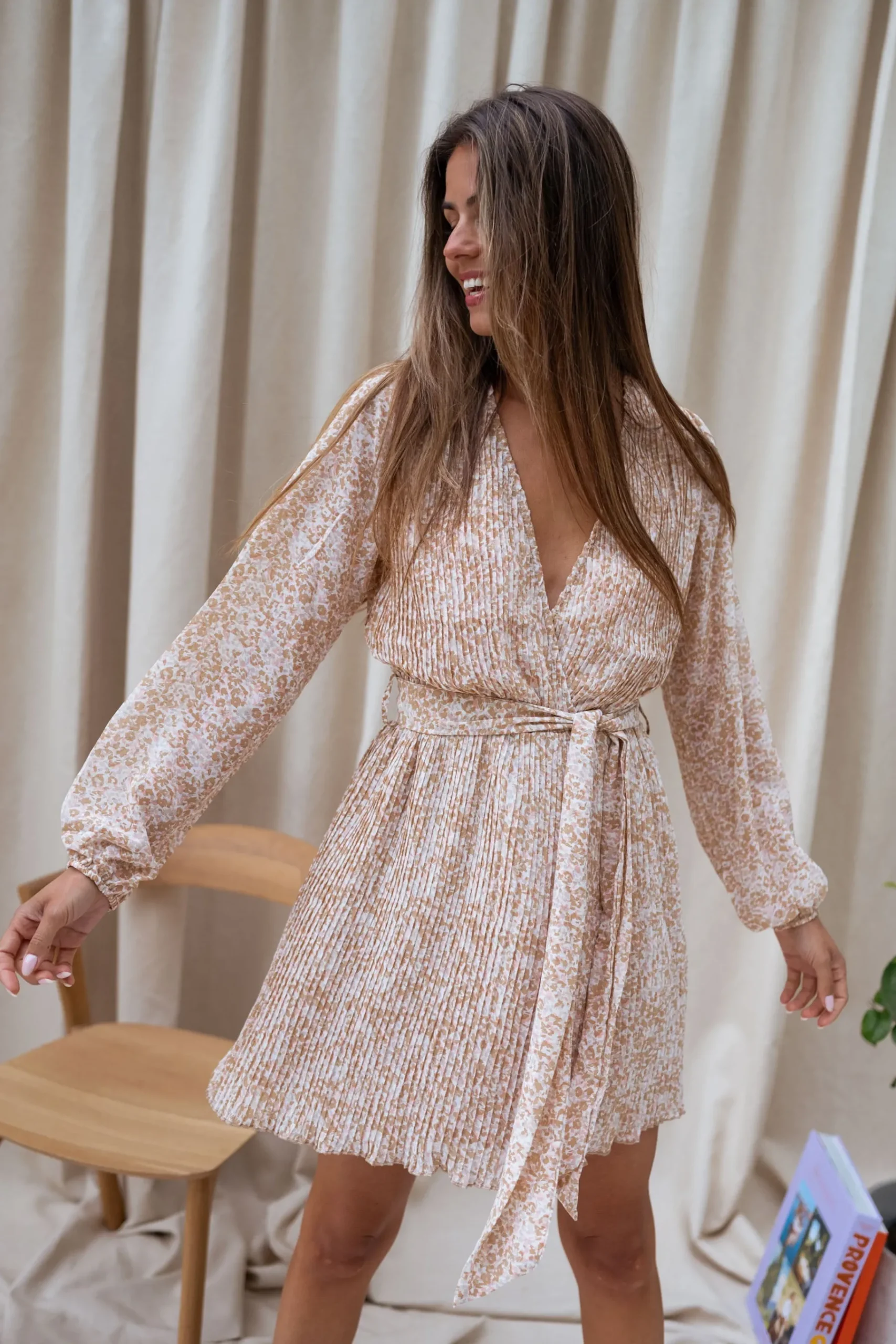 Robes-EASY-CLOTHES Robe Lisa - beige à motifsEasy Clothes Beige à motifs