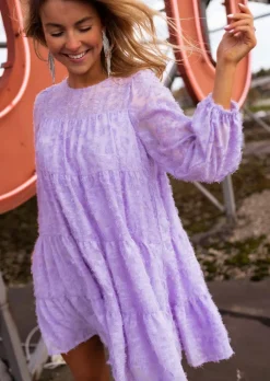 Robes-EASY-CLOTHES Robe Lomane lilas | Robe courte ample | Prêt-à-porter en ligne | Easy Clothes Lilas