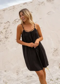 Robes-EASY-CLOTHES Robe Noire Jill - Fluide - Vêtements FemmeEasy Clothes Noire