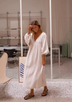 Robes-EASY-CLOTHES Robe Nolan - Beige - Gaze De Coton - Vêtements FemmeEasy Clothes Beige en gaze de coton       