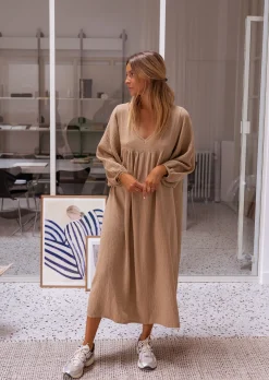 Robes-EASY-CLOTHES Robe Nolan - Couleur Camel - Gaze De Coton - AmpleEasy Clothes Camel en gaze de coton       