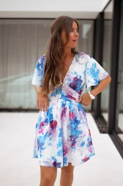 Robes-EASY-CLOTHES Robe Nora - bleue à motifsEasy Clothes Bleue à motifs