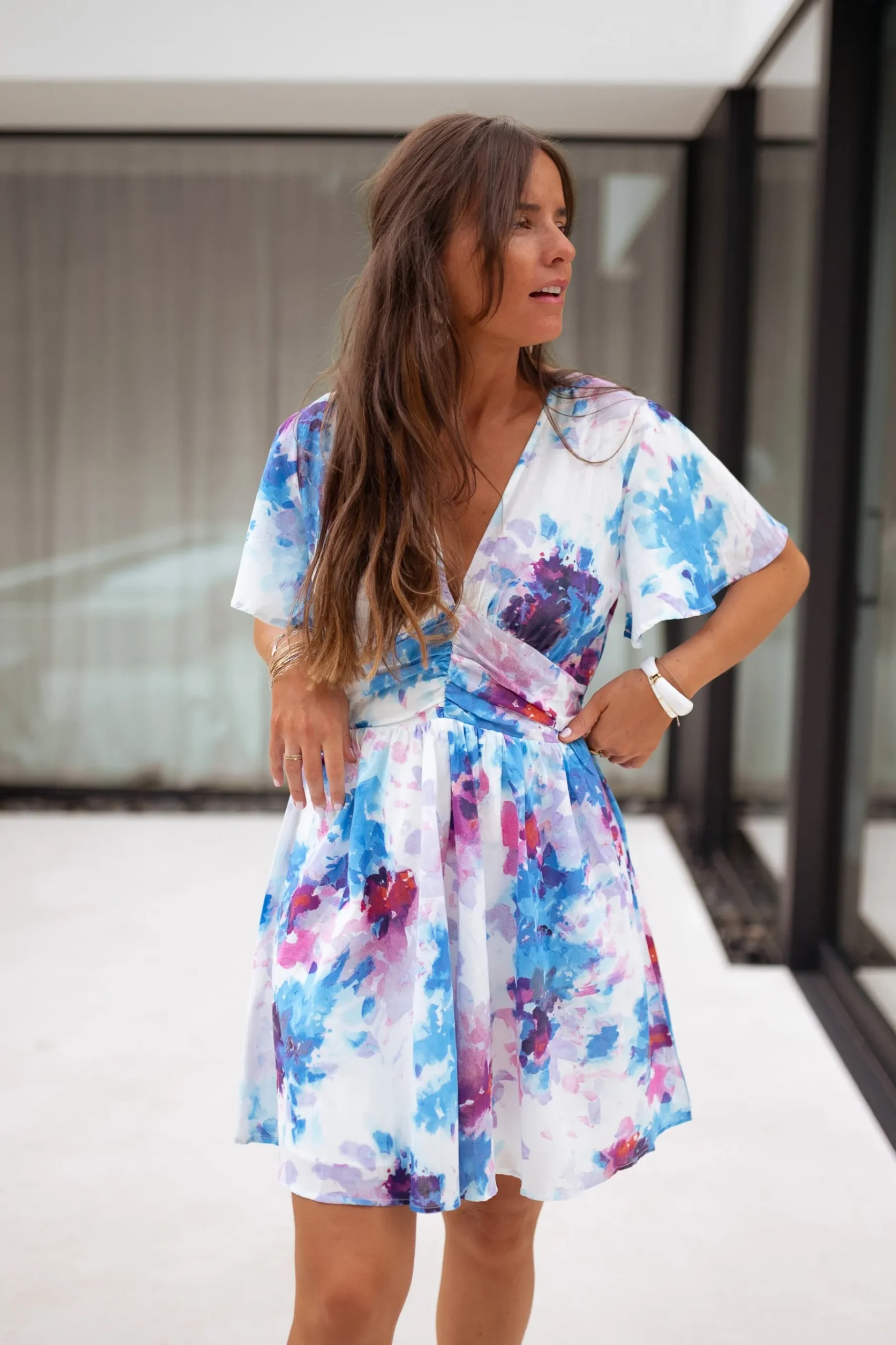 Robes-EASY-CLOTHES Robe Nora - bleue à motifsEasy Clothes Bleue à motifs