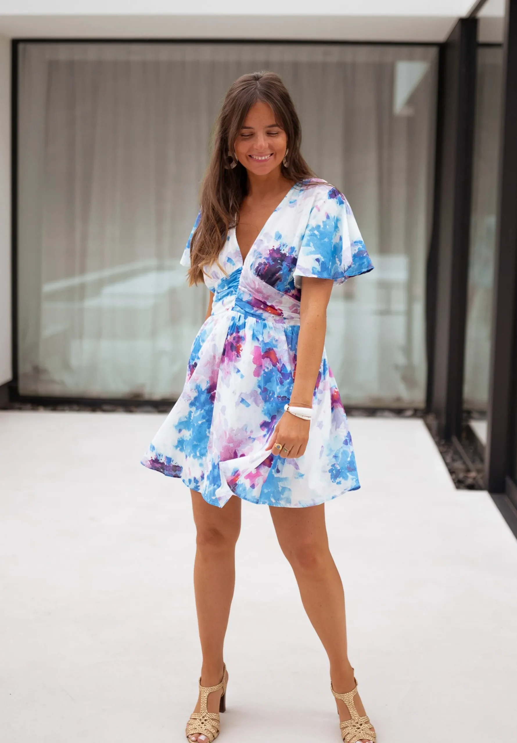 Robes-EASY-CLOTHES Robe Nora - bleue à motifsEasy Clothes Bleue à motifs