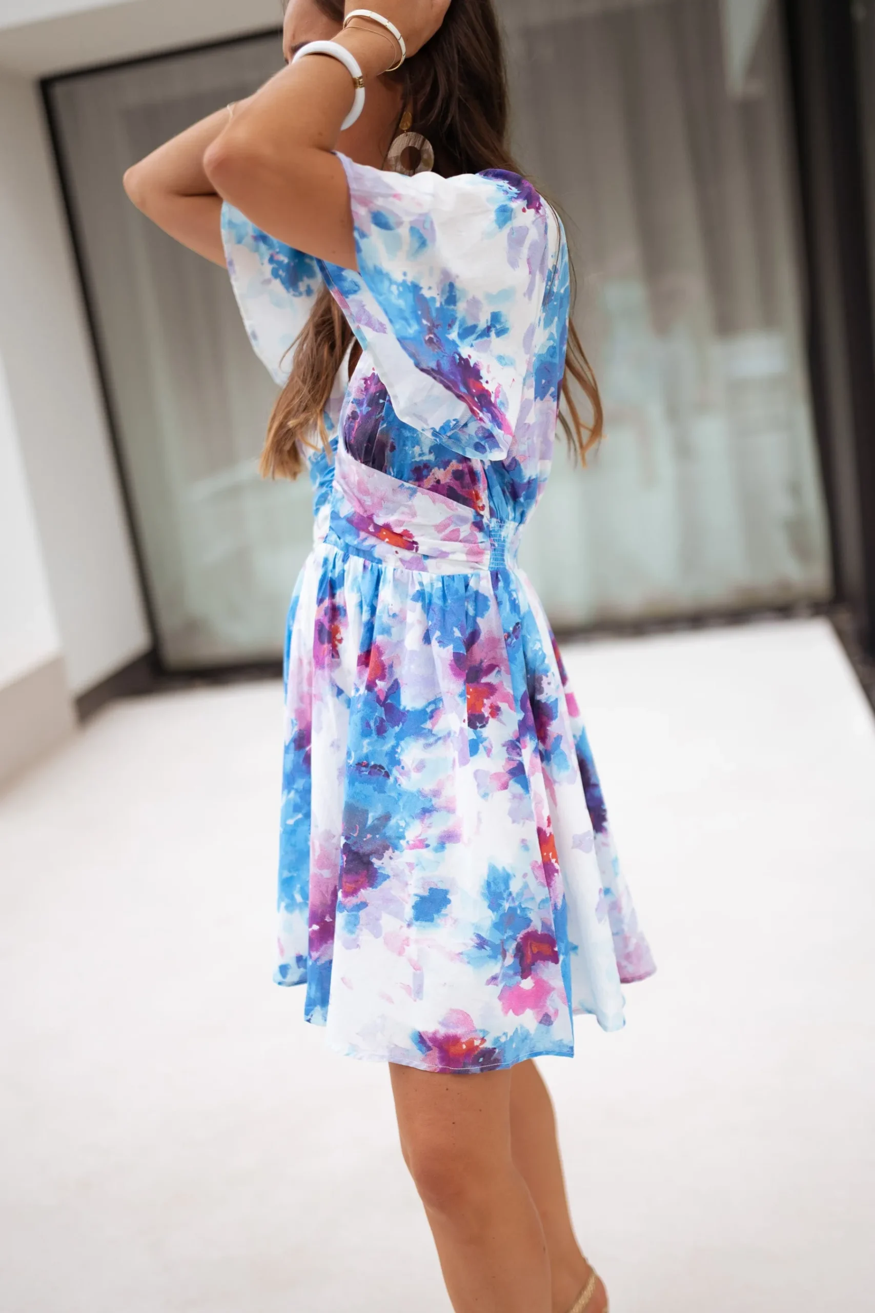 Robes-EASY-CLOTHES Robe Nora - bleue à motifsEasy Clothes Bleue à motifs