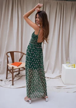 Robes-EASY-CLOTHES Robe Opera CREATION - verte à motifsEasy Clothes Verte à motifs