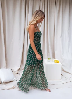 Robes-EASY-CLOTHES Robe Opera CREATION - verte à motifsEasy Clothes Verte à motifs