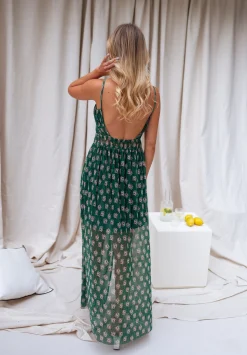 Robes-EASY-CLOTHES Robe Opera CREATION - verte à motifsEasy Clothes Verte à motifs