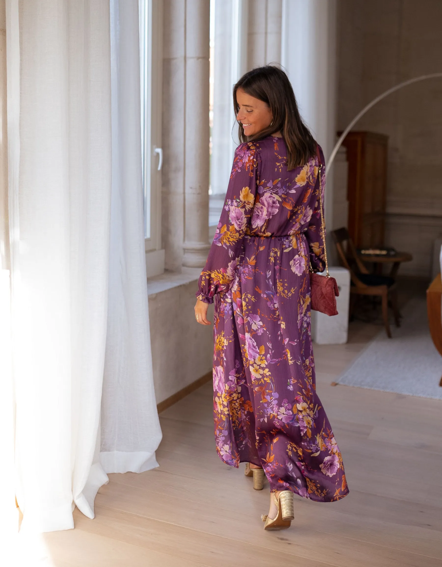 Robes-EASY-CLOTHES Robe Pantin CREATION - mauve à fleursEasy Clothes Mauve à fleurs