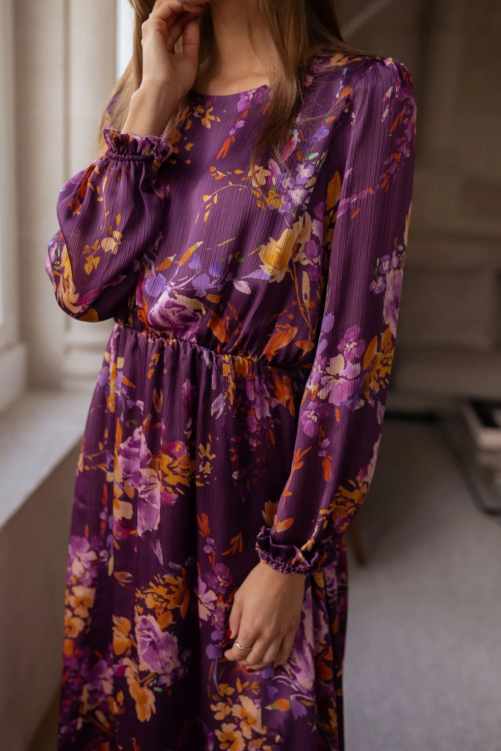 Robes-EASY-CLOTHES Robe Pantin CREATION - mauve à fleursEasy Clothes Mauve à fleurs