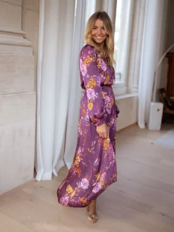 Robes-EASY-CLOTHES Robe Pantin CREATION - mauve à fleursEasy Clothes Mauve à fleurs