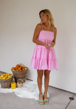 Robes-EASY-CLOTHES Robe Popie rose | Robe rose ample | Prêt-à-porter en ligne | Easy Clothes Rose       