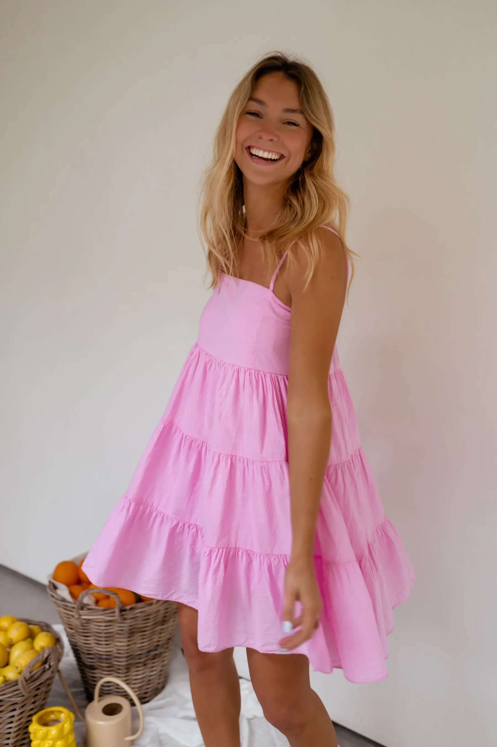 Robes-EASY-CLOTHES Robe Popie rose | Robe rose ample | Prêt-à-porter en ligne | Easy Clothes Rose